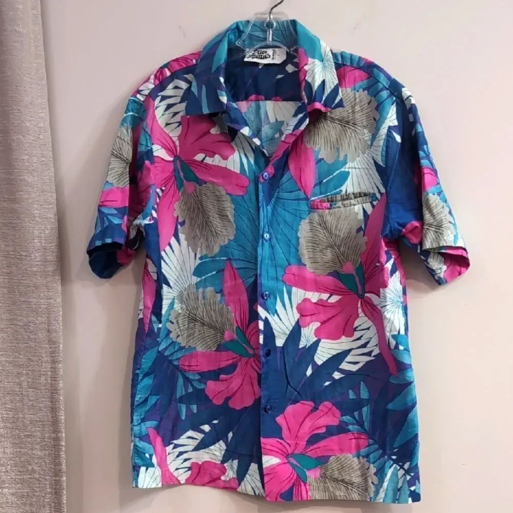 Vintage Hilo Hattie's Hawaiian Short Sleeve Cotton Button Shirt Sz Large